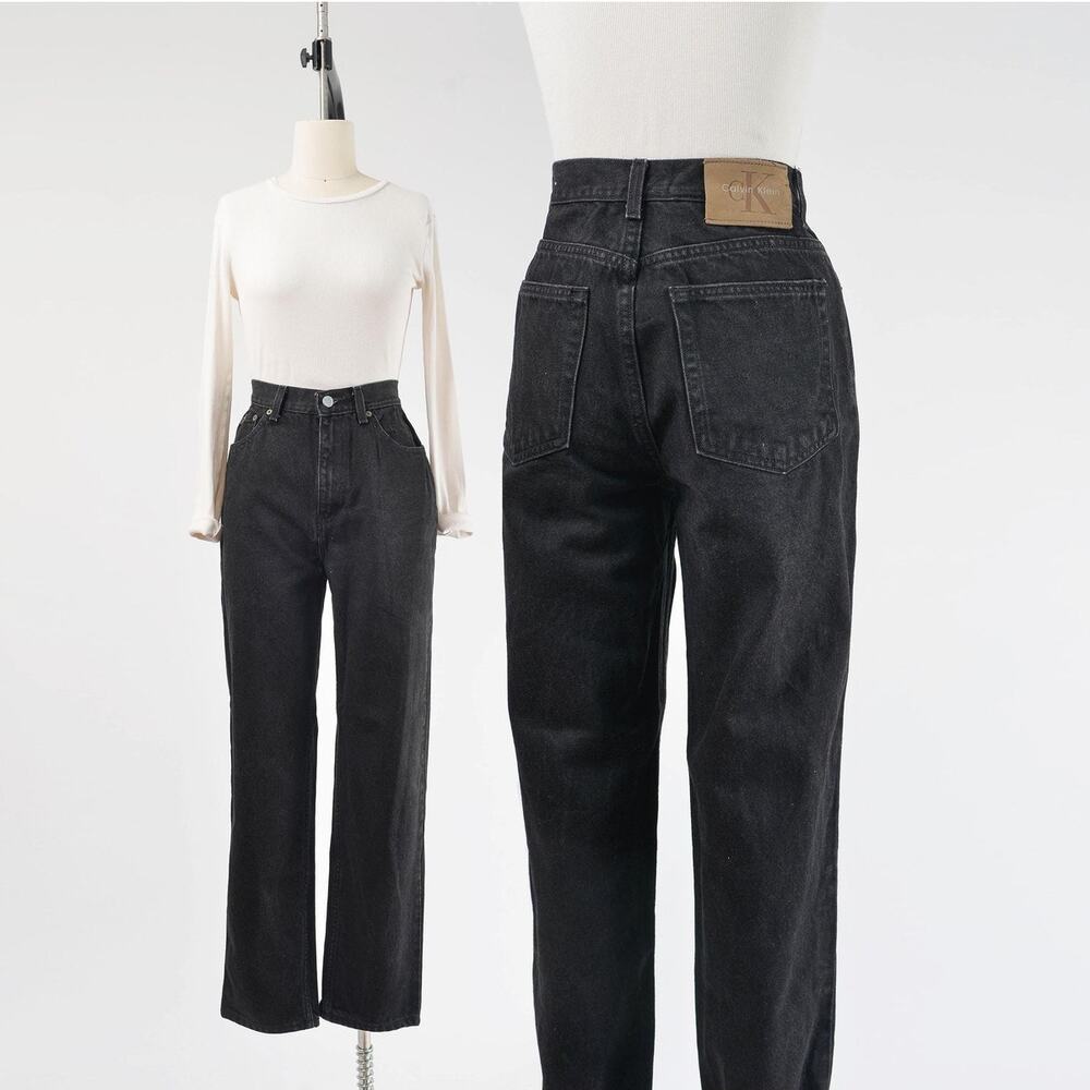 Vintage 90s Black Calvin Klein High Waisted Straight Leg Denim CK Jeans size M